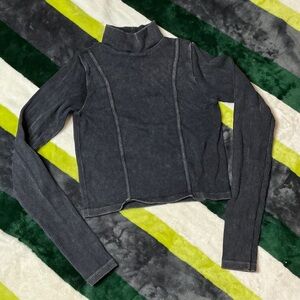 Charcoal Ribbed Long Sleeve Top